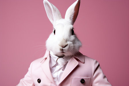 White Rabbit on a Pink Background: A Portrait of Cutenessの素材