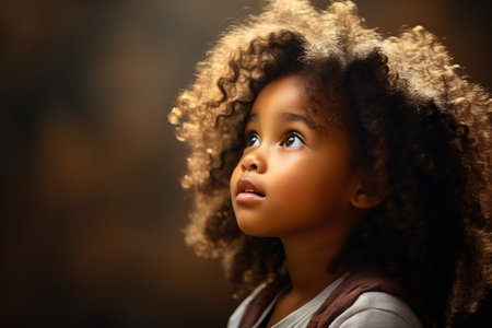 Close-Up Portrait of an Adorable African American Childの素材