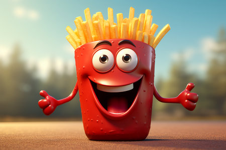 Playful 3D Cartoon French Fries Characterの素材
