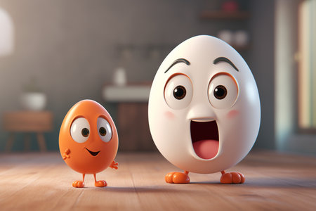 3D Cute Egg Character Illustrationの素材