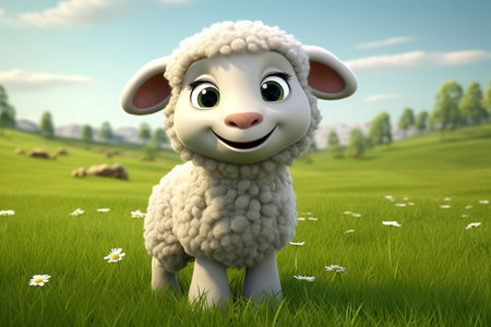 3D Cartoon Sheep Charms as Farmyard Delightの素材