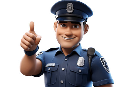 Loyal Police Officer 3D Cartoon Character on Transparent Background. AIの素材