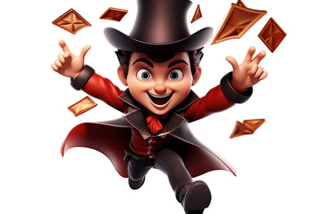 Mischievous Magician: 3D Cartoon Character on Transparent Background. AIの素材