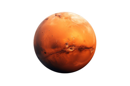 Isolated Mars Planet in White Spaceの素材