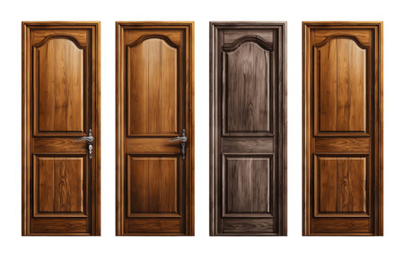 Wooden Doors on White Backgroundの素材