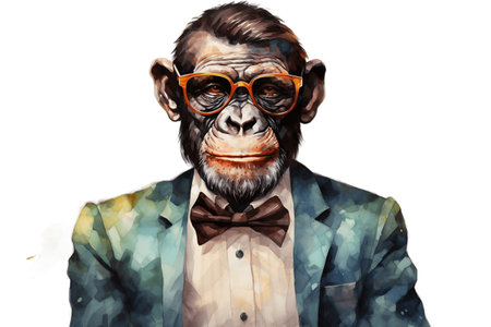 Watercolor Bonobo with Attitudeの素材