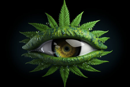 Surreal 3D Character with Cannabis Leaf Eyesの素材