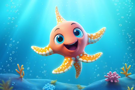 3D Cartoon Starfish Characterの素材