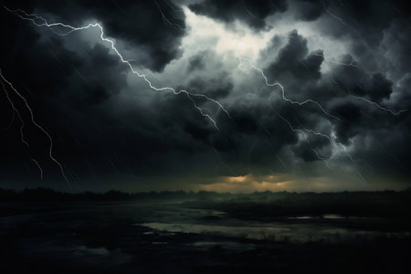 Eerie Dark Clouds Gathering Before a Thunderstorm.の素材