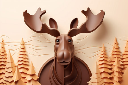 3D Chocolate Moose Banner Generative By Ai.の素材