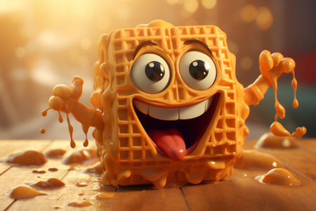 3D Cute Waffle Character Generative By Ai.の素材
