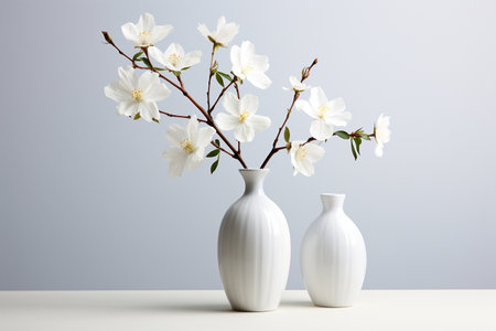 Flower Vase on White Background Generative By Ai.の素材