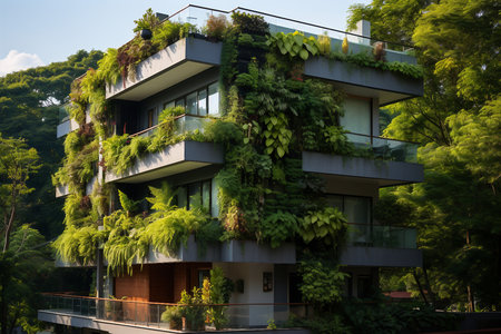 Buildings with Vertical Green Walls Generative By Ai.の素材