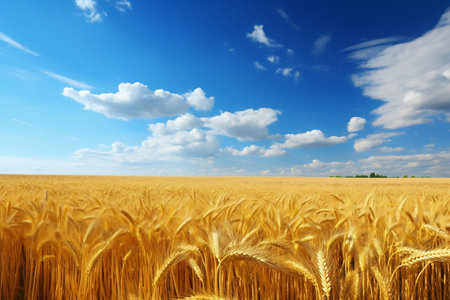 A Beautiful Landscape with Ripe Rye and Wheat Generative By Ai.の素材