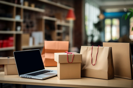 Colorful Bags and Parcel Boxes on ArrivalGenerative By Ai.の素材