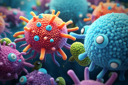 Adorable 3D Cartoon Bacterium Generative By Ai.の素材