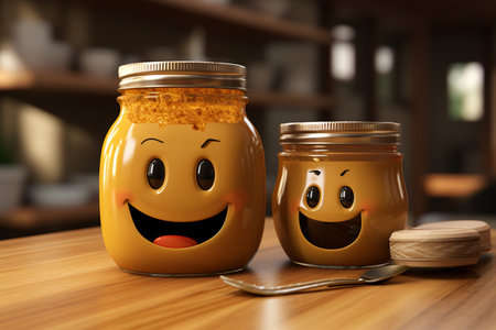 3D Cute Cartoon Peanut Butter Generative By Ai.の素材