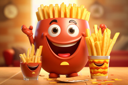 Cute Hamburger and French Fries in 3D Generative By Aiの素材