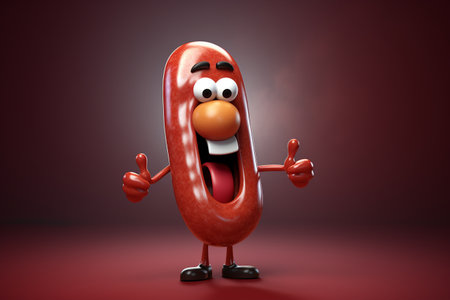 3D Cute Cartoon Sausage Character Generative By Ai.の素材