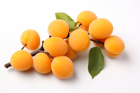 Sweet and Healthy Apricots on White Generative By Ai.の素材
