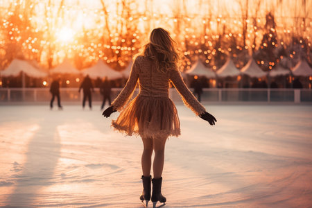 A Woman's Icy Skating Generative By Ai.の素材
