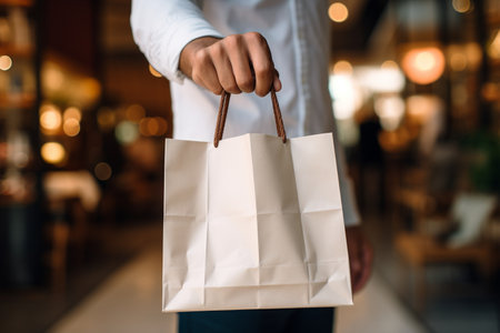 Retail Therapy in Hand: A Close-up Shopping Moment Generative By Ai.の素材