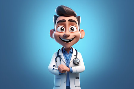 3D Render of Human Doctor Cartoon Character with Stethoscope generative by Ai.の素材