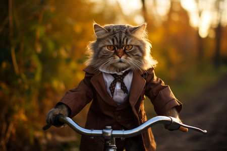 Cat's Portrait on a Bike generative by Aiの素材