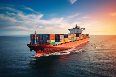 Container Shipping Business in Progress generative by Ai.の素材