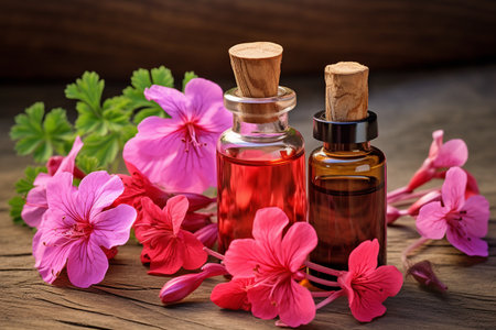 The Magic of Geranium Essential Oil generative by Ai.の素材