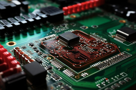 Close Inspection of Circuit Board Repair generative by Ai.の素材