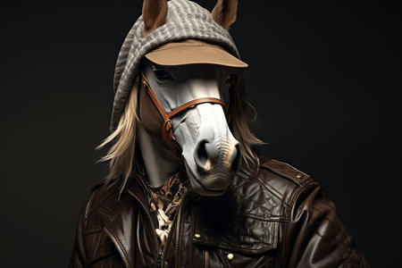 Cool Horse's Creative Attire as a Gangster generative by Ai.の素材