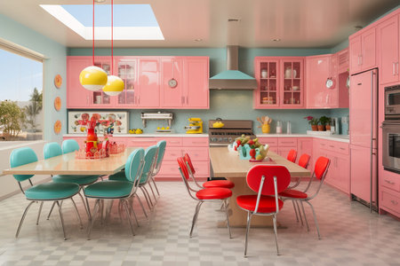 A Bright and Cheerful Kitchen generative by Ai.の素材