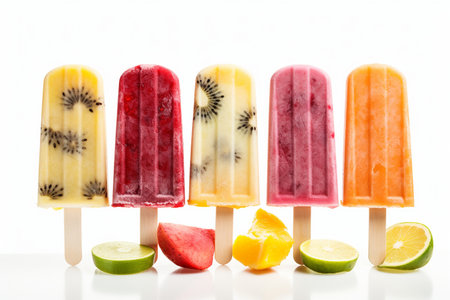 Assorted Fruit Popsicles generative by Ai.の素材