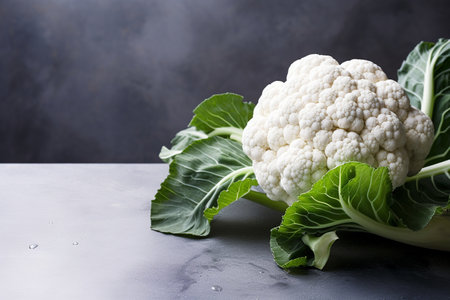 Organic Cauliflower on a Metal Backdrop generative by Ai.の素材