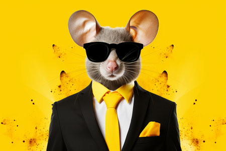 Fashionable Corporate Executive in Stylish Yellow Tuxedo generative by Ai.の素材