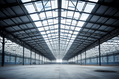 Factory Roof in Metal Construction generative by Ai.の素材