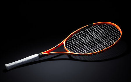 8K Realism Meets Precision with Tennis Racket on White Generative By Ai.の素材