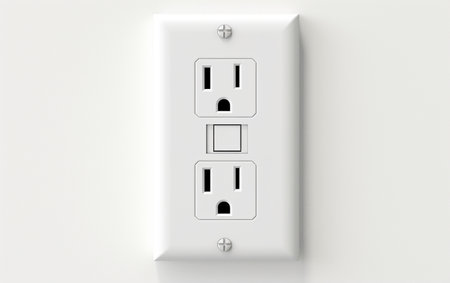 Ground Fault Interrupter Outlet on White Generative By Ai.の素材