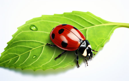 Ladybug on White Background with Realistic Detail Generative By Ai.の素材