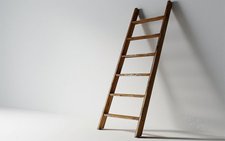 Realistic Ladder On White Background.の素材
