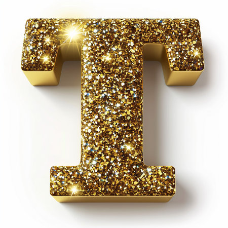 Gold Letter T On White Background.の素材