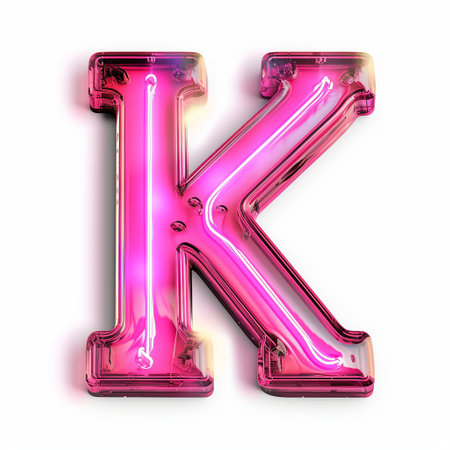 Letter K in Pink On White Background.の素材