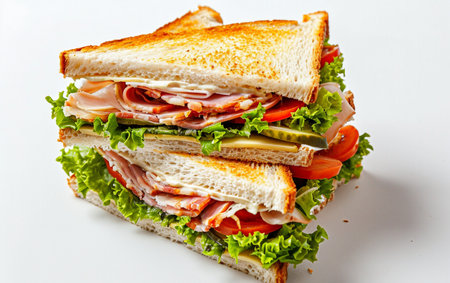Classic Sandwich On White Background.の素材