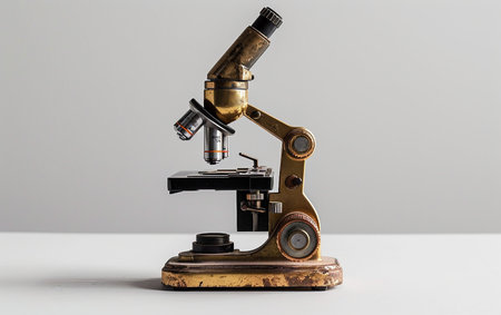 Microscope in Focus On White Background.の素材