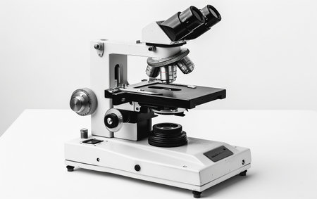 Microscope On White Background.の素材
