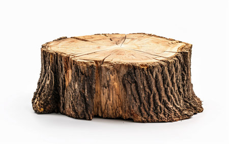 Tree Stump in Focus On White Background.の素材