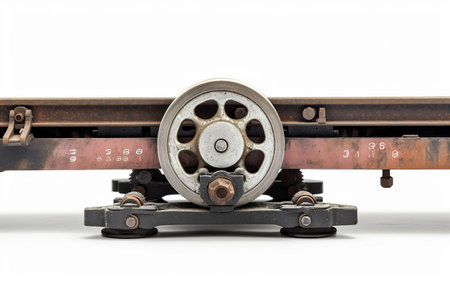 Train Wheel Inspection On White Background.の素材
