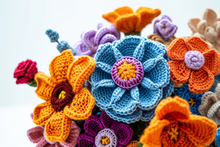 Handmade Crochet and Wool Flowers for March 8の素材