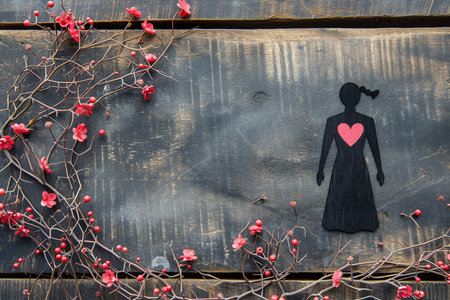 International Women's Day Greeting Card on Wooden Backgroundの素材